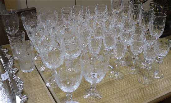 A part suite of Waterford glassware and sundry glasses